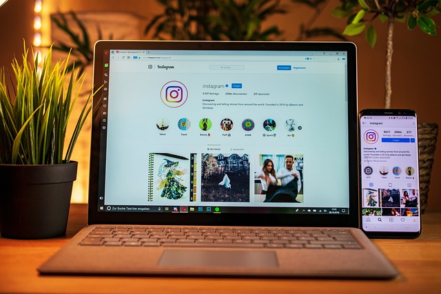 instagram shown on laptop and smartphone